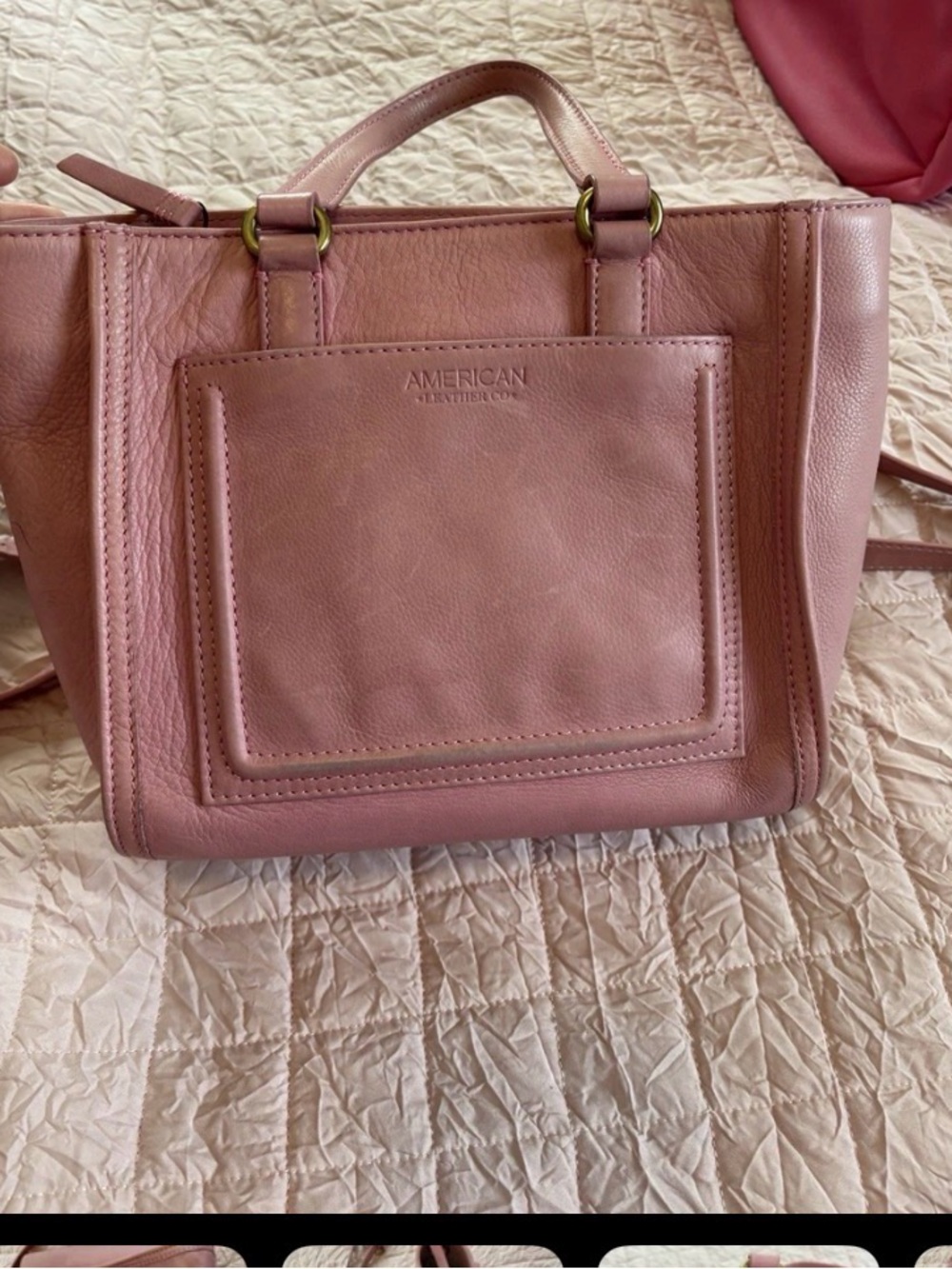 American Leather Co Pink Leather Tote Bag